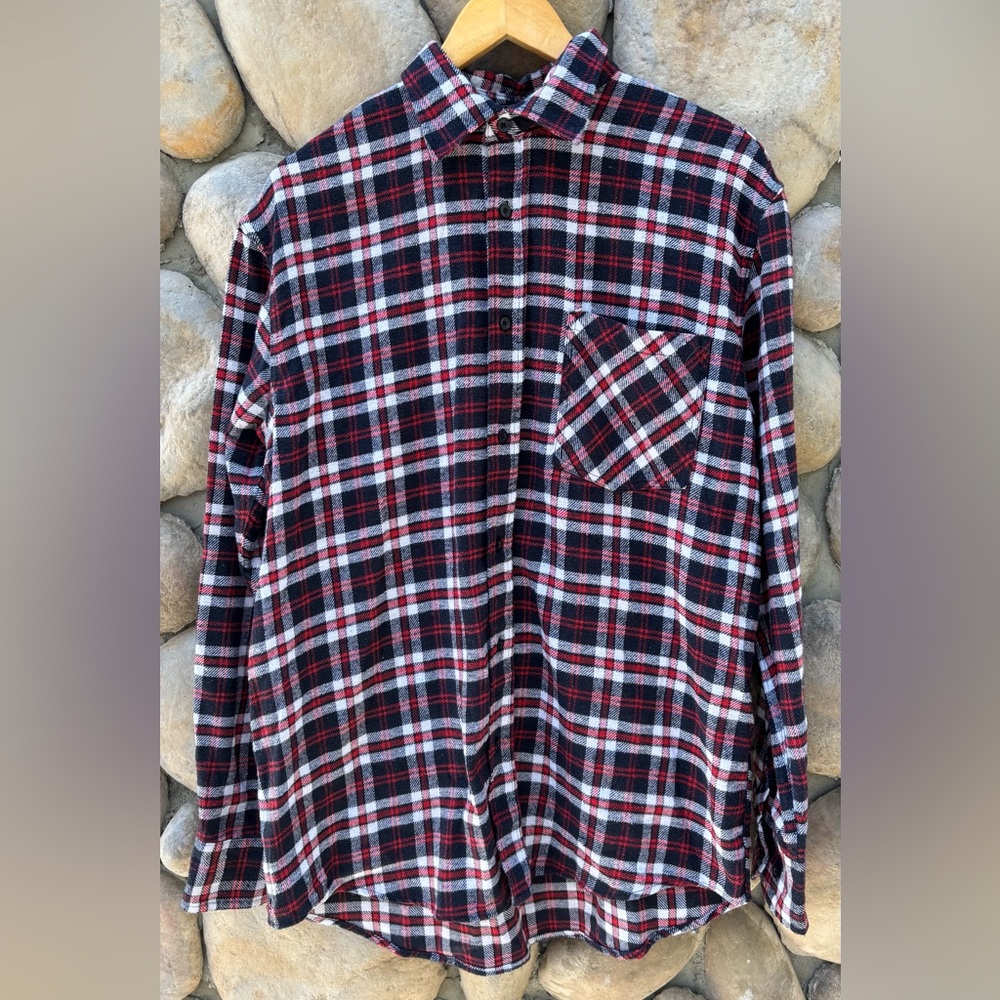 Urban Republic Red, Navy, & White Plaid Flannel Button-Down Shirt